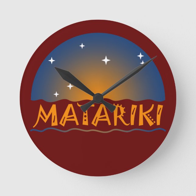 New Zealand Seven Sisters Maori MATARIKI 1b Round Clock (Front)