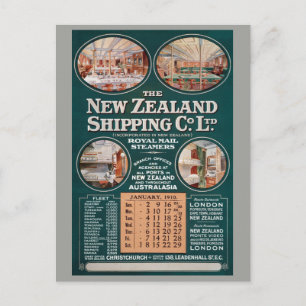 New Zealand Shipping Co. Vintage Poster Postcard