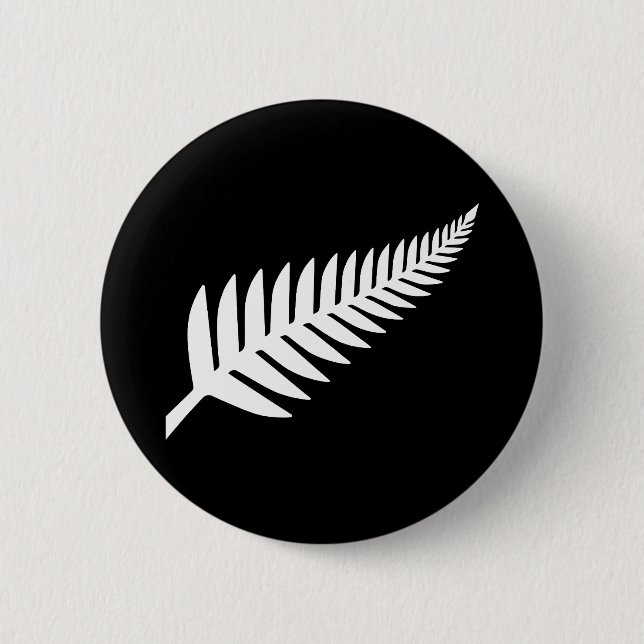 New Zealand Silver Fern  6 Cm Round Badge (Front)