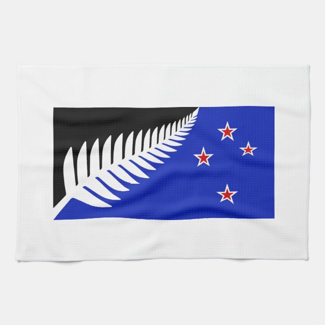 New Zealand Silver Fern Flag Tea Towel (Horizontal)