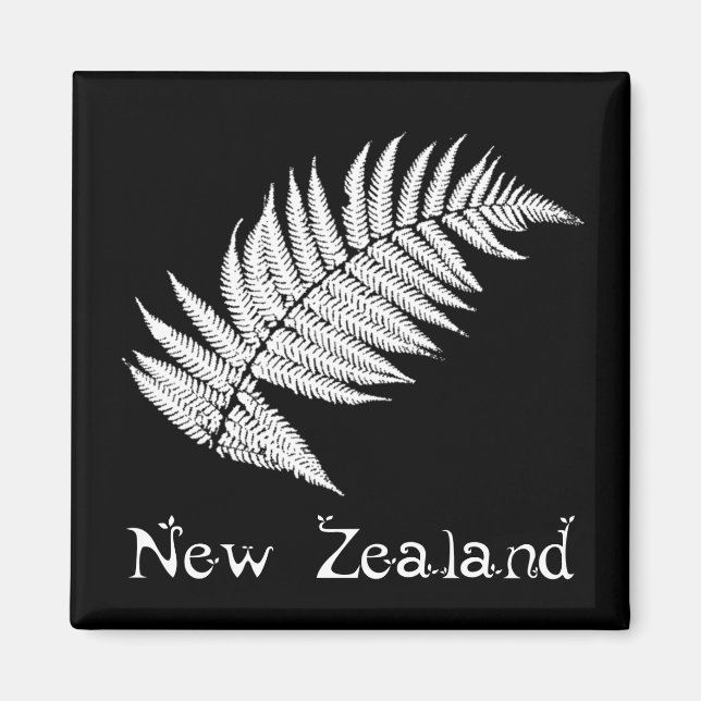New Zealand Silver Fern Square Magnet (Front)