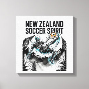 New Zealand Soccer Spirit Skeleton Striker Nations Canvas Print