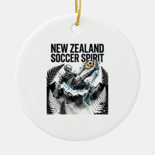New Zealand Soccer Spirit Skeleton Striker Nations Ceramic Tree Decoration