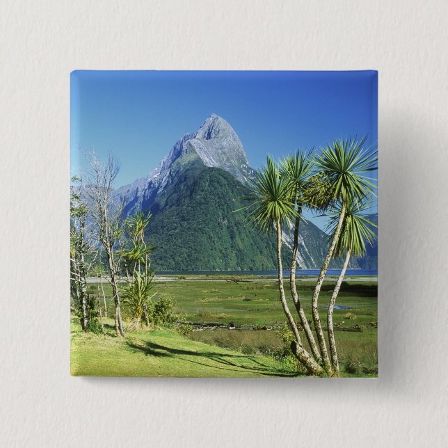 New Zealand, South Island,  Mitre Peak, 15 Cm Square Badge (Front)