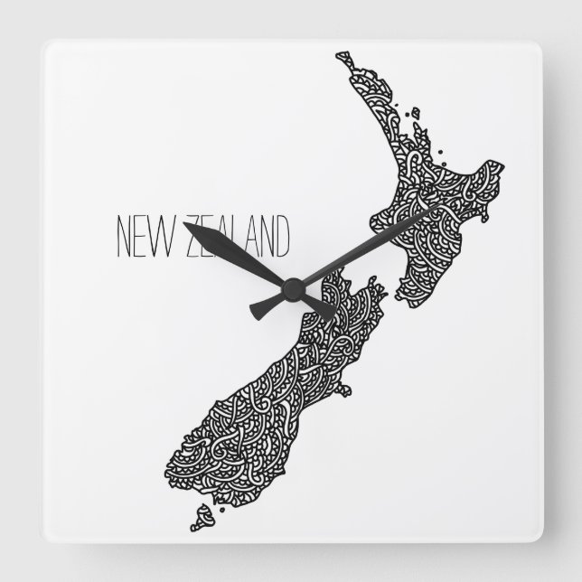 New Zealand Square Wall Clock (Front)