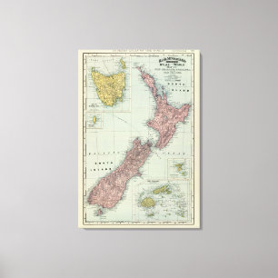 New Zealand, Tasmania, Fiji Canvas Print