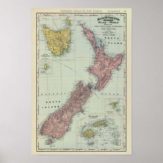 New Zealand, Tasmania, Fiji Poster (Front)