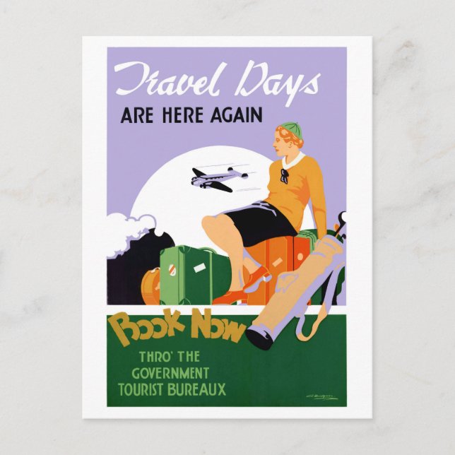 New Zealand Travel Days Vintage Travel Poster Postcard (Front)