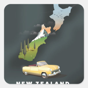 New Zealand Travel poster Square Sticker