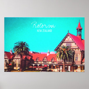 New Zealand travel Rotorua museum Poster