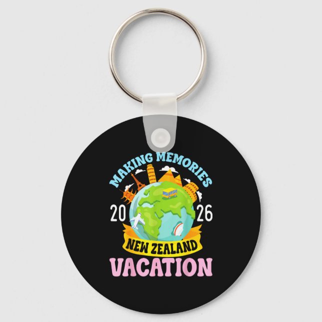 New Zealand Vacation 2026 Travel Making Memories F Key Ring (Front)