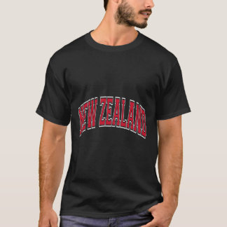 New Zealand Varsity Style Red Text T-Shirt