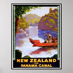 New Zealand via Panama canal, people on boat Poster