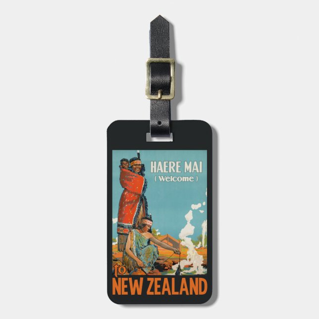New Zealand Vintage Travel custom luggage tag (Front Vertical)