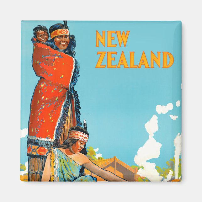 New Zealand vintage travel Magnet (Front)