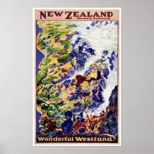 New Zealand Vintage Travel Poster