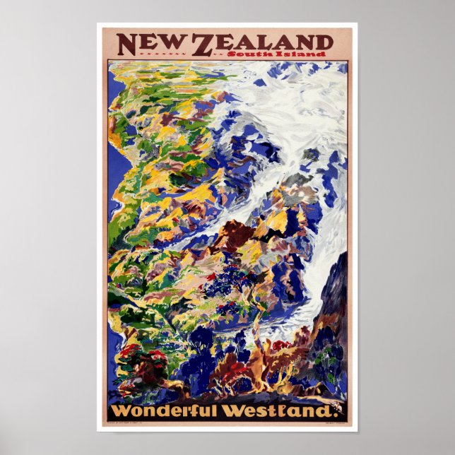 New Zealand Vintage Travel Poster (Front)