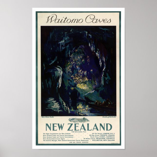 New Zealand Vintage Travel Poster (Front)