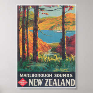 New Zealand Vintage Travel Poster