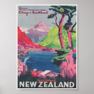 New Zealand Vintage Travel Poster