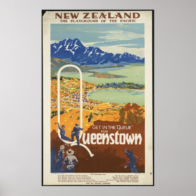 New Zealand Vintage Travel Poster Ad Retro Prints (Front)