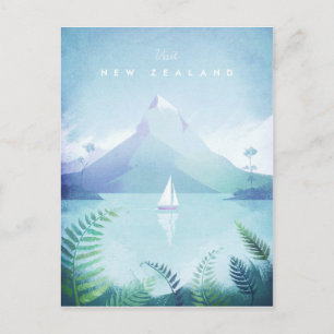 New Zealand Vintage Travel Poster - Art Postcard