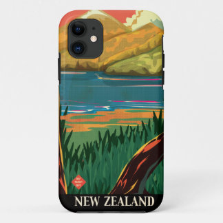 New Zealand Vintage Travel Poster iPhone 11 Case