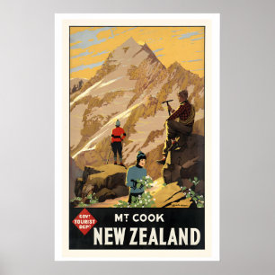 New Zealand Vintage Travel Poster - Framed