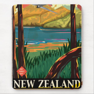 New Zealand Vintage Travel Poster Mouse Mat