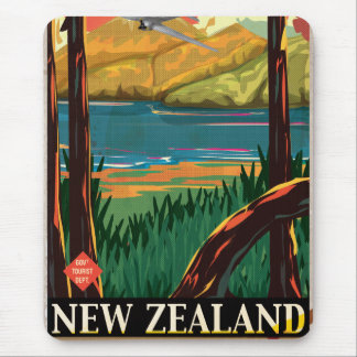New Zealand Vintage Travel Poster Mouse Mat