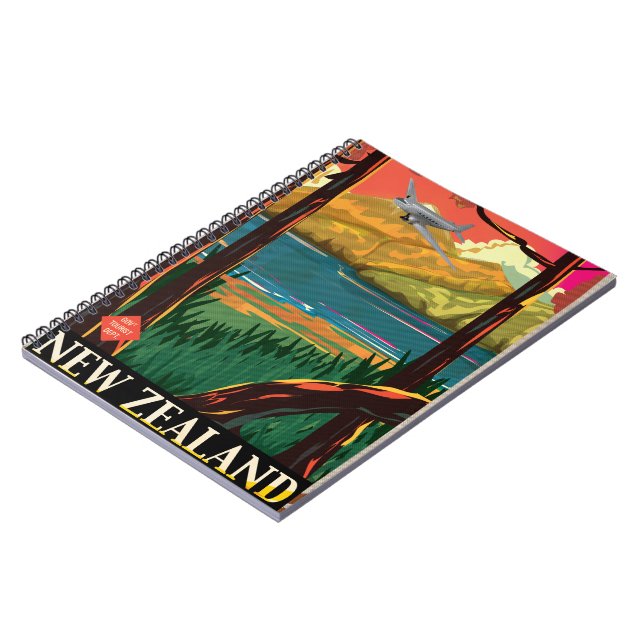 New Zealand Vintage Travel Poster Notebook (Left Side)