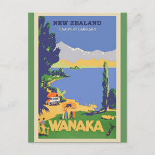 New Zealand Vintage Travel Poster Postcard
