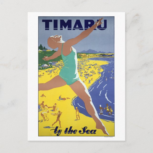 New Zealand Vintage Travel Poster Postcard (Front)