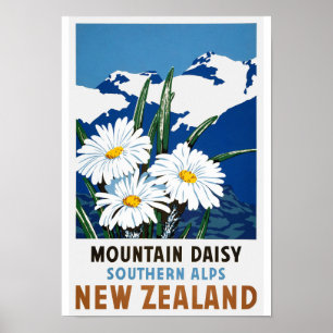 New Zealand Vintage Travel Poster Restored