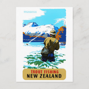 New Zealand Vintage Travel Poster Restored Postcard