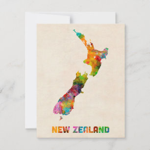New Zealand, Watercolor Map