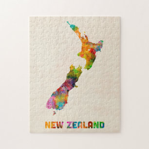 New Zealand, Watercolor Map Jigsaw Puzzle