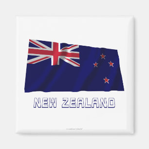 New Zealand Waving Flag with Name Magnet