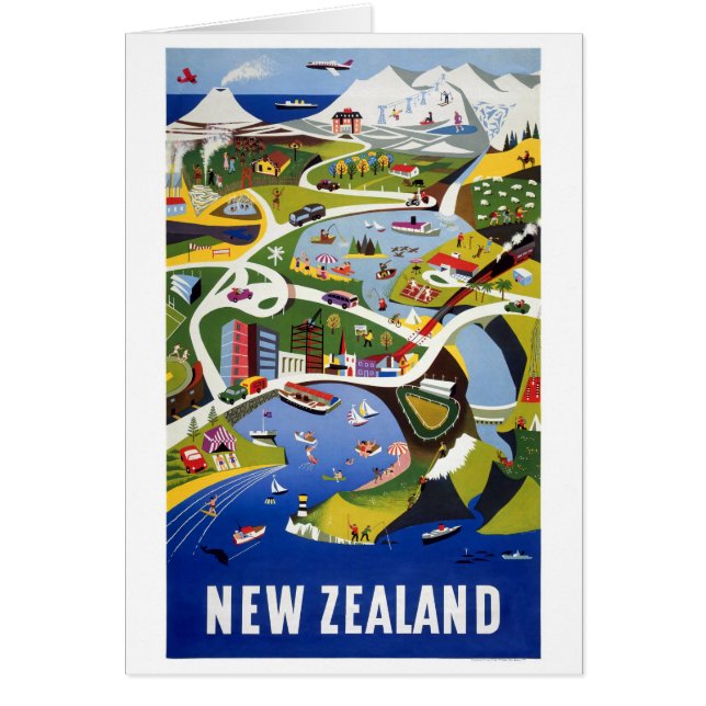 New Zealand Wellington Vintage Travel Poster (Front)