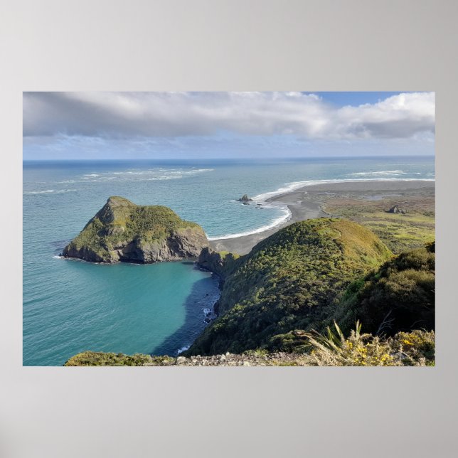New Zealand Whatipu Seascape View Omanawanui Track Poster (Front)