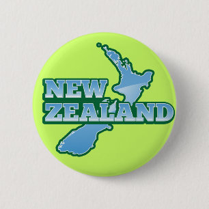 NEW ZEALAND with a map 6 Cm Round Badge