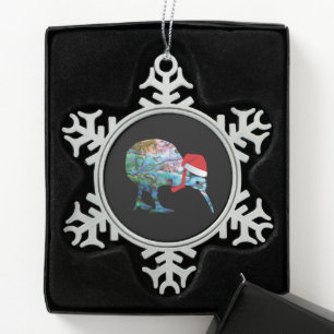 NEW ZEALAND XMAS  KIWI SIMPLE PAUA SNOWFLAKE PEWTER CHRISTMAS ORNAMENT