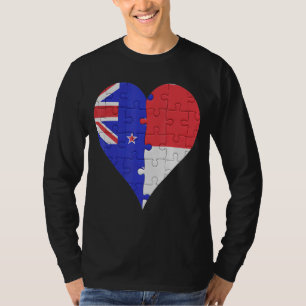 New Zealander Indonesian Flag Heart T-Shirt