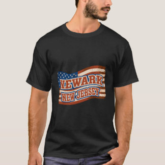 Newark City New Jersey American Flag T-Shirt