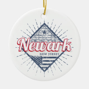 Newark City New Jersey United States Vintage USA Ceramic Tree Decoration