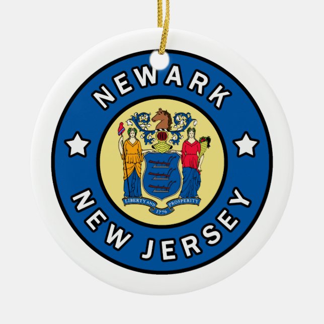 Newark New Jersey Ceramic Tree Decoration (Front)
