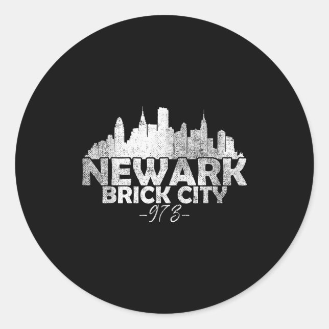 Newark New Jersey Nj Brick City Skyline  Classic Round Sticker (Front)