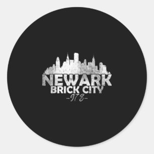Newark New Jersey Nj Brick City Skyline  Classic Round Sticker