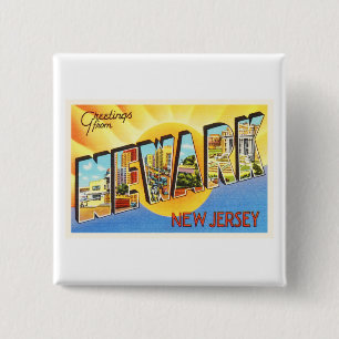 Newark New Jersey NJ Vintage Travel Postcard- 15 Cm Square Badge