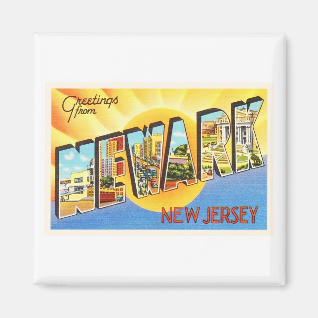 Newark New Jersey NJ Vintage Travel Postcard- Magnet (Front)